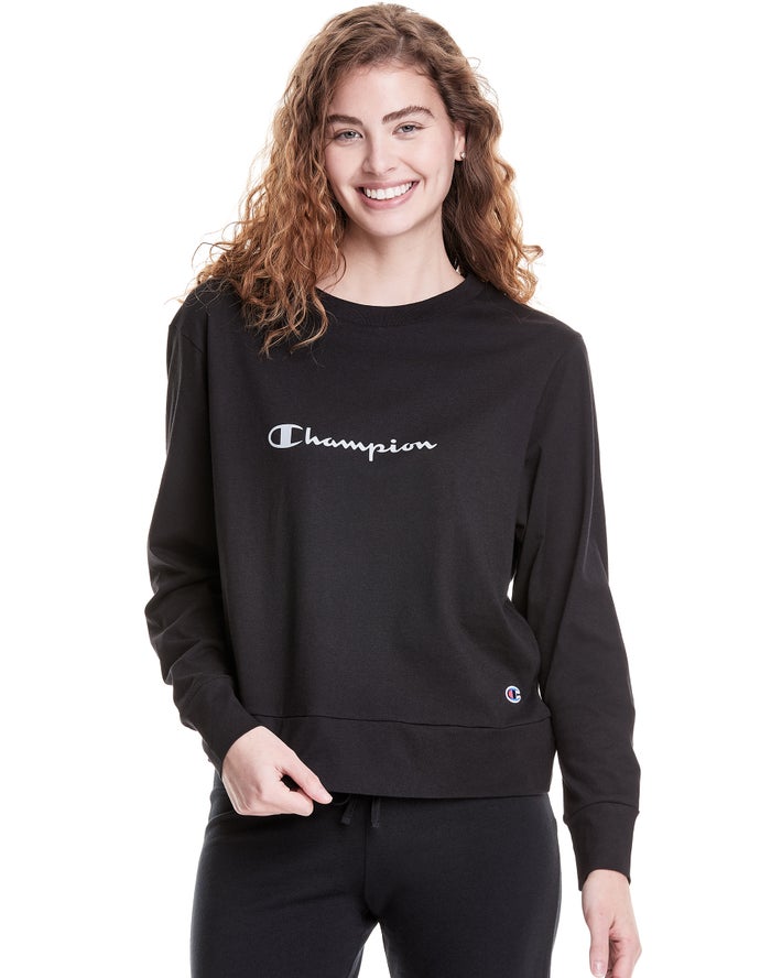 Champion Sleep Pj Long-Sleeve T-Shirt Dames - Zwart - Belgie 2498LYTUH